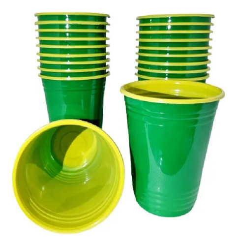 Copo Americano Beer Pong 400ml Verde E Amarelo Brasil 25 Un
