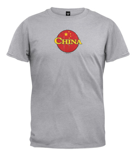 Camiseta Gris Con Logotipo De La Bandera China Para Adultos