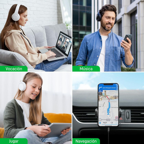 Cable De Audio De 3,5 Mm Macho A Macho + Adaptador De Usb C A Auriculares De 3.5mm Gitifio , Cable Auxiliar Estéreo De Alta Fidelidad De 4 Polos Compatible Con Auriculares /bocina/iPhone/galaxy