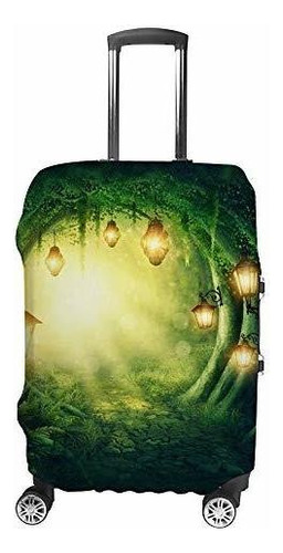 Maleta - Kuizee Luggage Cover Green Fantasy Magic Forest Ro