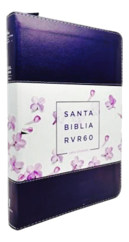 Biblia Rvr60 Imitación Piel Lila 12 Puntos Abba Lila Flores