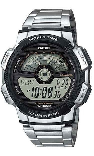 Relógio Casio Ae-1100w-1bvdf Bateria 10 Anos World Map