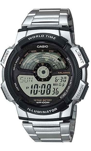 Relógio Casio Masculino Wold Mapa Digital Prata