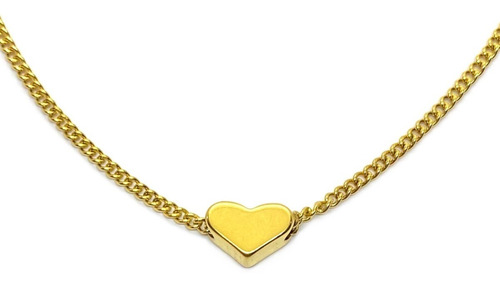 Cadena Con Dije Corazón Mini De Acero Dorado