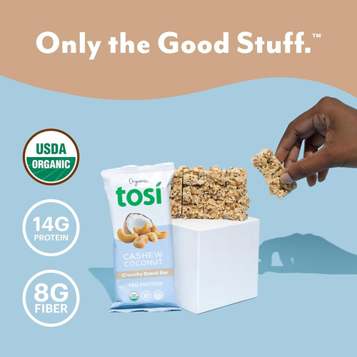 Tosi Barras De Proteína De Coco Y Anacardo, A Base De Planta