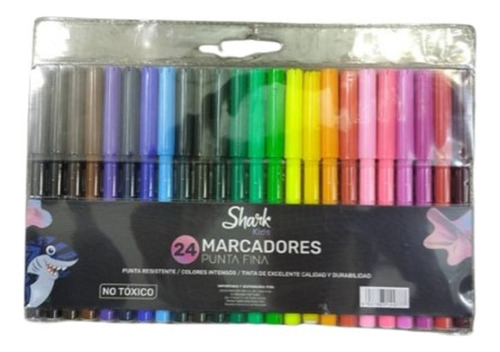 Marcadores Escolares. 24 Colores Shark X 4 Paquetes