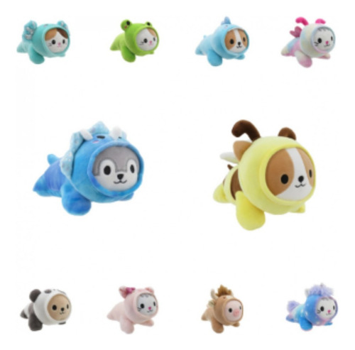 Peluche Smoochy Pals Mini Animales Disfrazados Cute 15cm Ajolote Turquesa