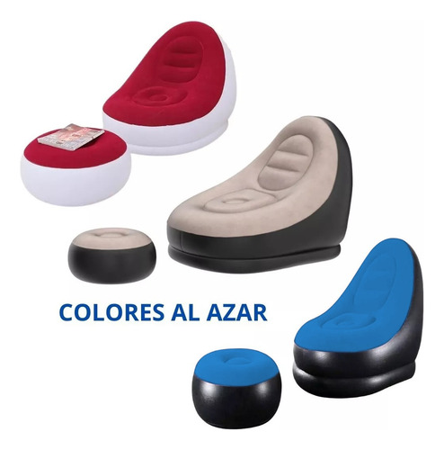 Sillón Inflable Puff Tumbona Con Reposa Pies