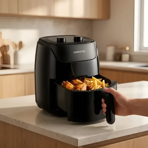 Fritadeira Sem Óleo Eletrica Air Fryer Agratto 4litros Preta Preto 127v