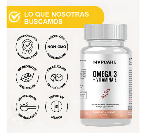 Omega 3 De Salmón 100 Cápsulas Salmon Oil Mvpcare Sin Sabor Mvpcare