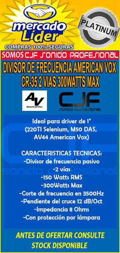Divisor De Frecuencia Crossover American Vox Av Cr 35 Cjf