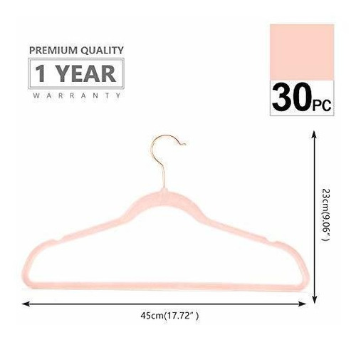 Perchas Premium Terciopelo X30u Rosado Blush/oro Rosa