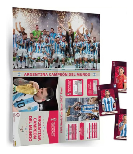 Sticker Poster Fifa World Cup Qatar Panini Argentina Campeón