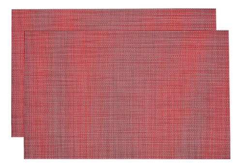 2 Mantel Individual Pvc Lavabl Tejido Color Rojo