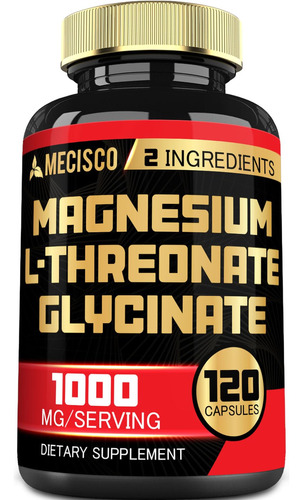 L-treonato De Magnesio De 1000 Mg Con Suplemento De Glicinat
