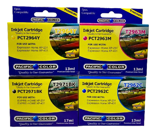 Pack 4 Tintas 296/297 Compatible Epson Xp231 241 431 441