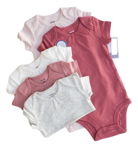 Pack De Bodys Carters Lisos Nena Manga Corta Rosa 9 Meses 