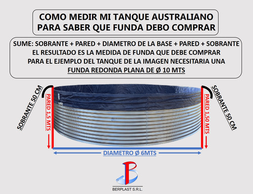 Funda Tanque Australiano 10 Mts Diámetro X 200 Mic Berplast