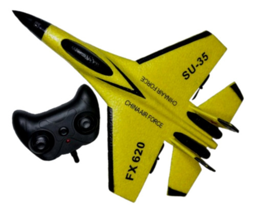 Avião Com Controle Remoto 2.4g Su35 Fx 620 Alcance 120 Mts Amarelo Avião De Brinquedo