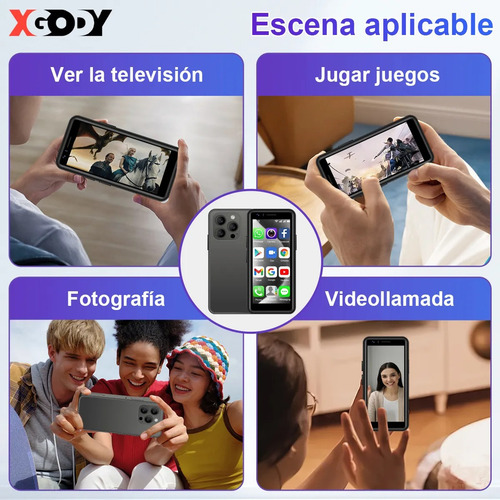 Mini Smartphone Xgody I15pro 3.5inch 3g Dual Sim 4 Gb Ram Y 32 Gb Rom Android10 Mini Teléfono Inteligente 3000mah Con Desbloqueo Facial Negro