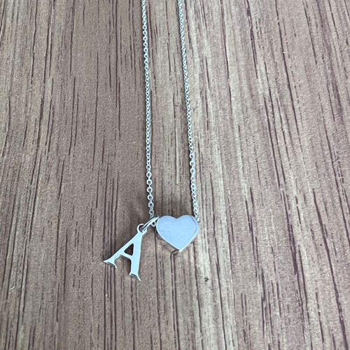 Imagen 4 de 10 de Collar De Plata .925 Corazón Y Dije Letras Iniciales Agalea
