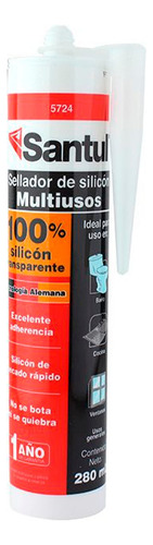 5 Pzs Sellador Transparente De Silicón Santul 280ml