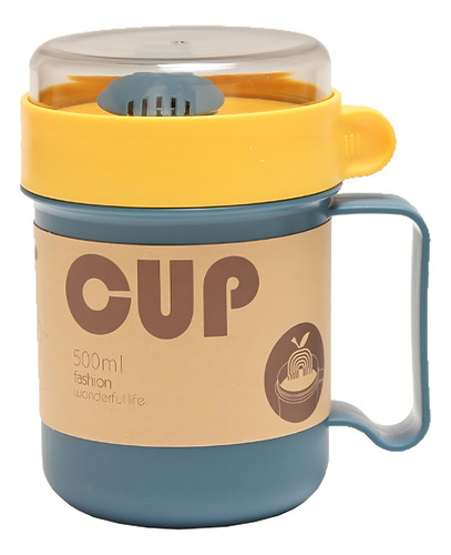 Lonchera Contenedor Comida Lunch Box 500ml Taza Cubiertos Color Azul