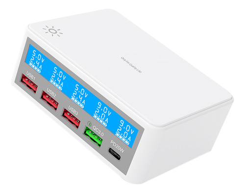 Pantalla Lcd Qc3.0 Usb De MĂșltiples Estaciones De Carga De 6