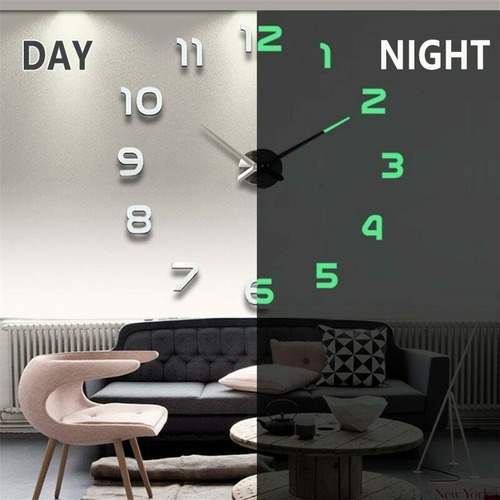Imagen 1 de 10 de Reloj De Pared Cuarzo 3d Diy Acrílico Moderno Grande Nuevo