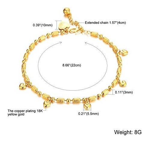 Imagen 5 de 5 de Pulsera Tobillera De Mujer 18k Chapada En Oro Pequeña Cadena