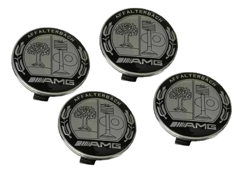 Tapa Centro Rin Mercedes Benz Amg Plateado 75mm Set X4