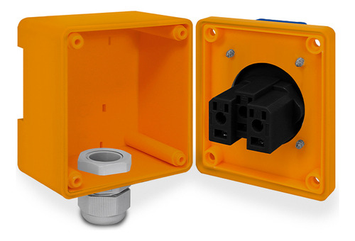 Tomada Caixa Sobrepor Trilho Din 2p+t 10a 20a Tampa Externa Cor Amarelo