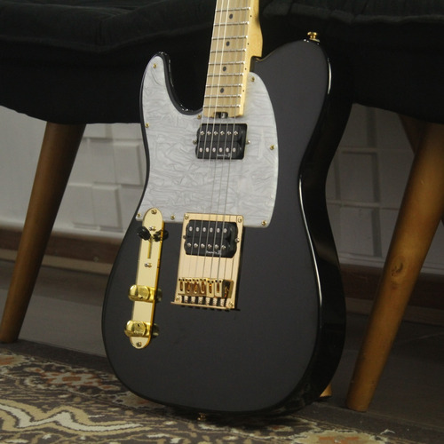 Guitarra Canhoto Studebaker Tele Starliner Hh Black Gold