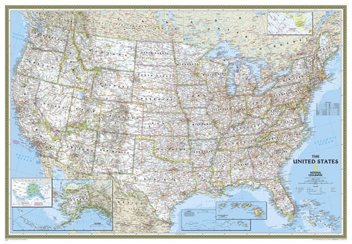 Mapa Hd Dos Eua 57x86cm Estados Unidos Usa - Decoração Sala