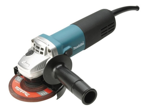 Imagen 2 de 2 de Miniesmeriladora angular Makita 9554HNG color turquesa 710 W 120 V + accesorios