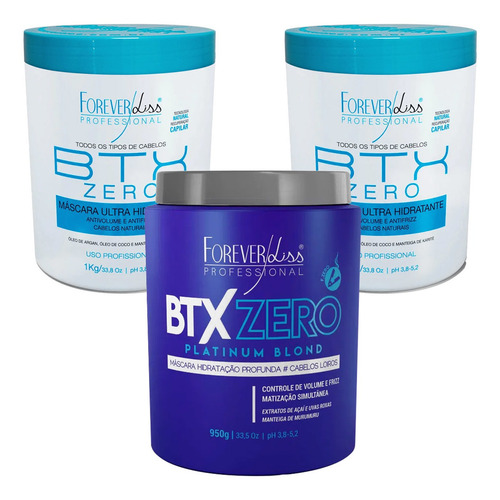 Kit 2 Botox Zero Formol 1 Btx Platinum Blond Forever Liss 1k