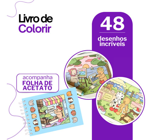 Livro De Colorir Bob Good 48 Folhas Caderno De Desenho Pintura Com Folha De Acetato Ótima Qualidade