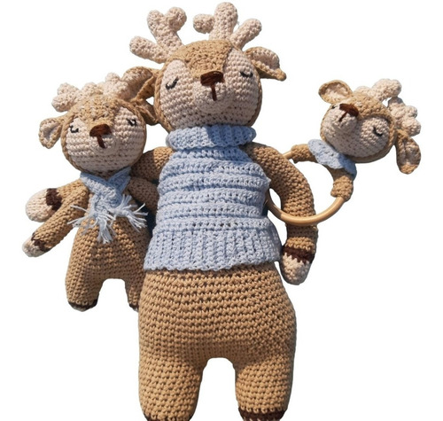 Imagen 1 de 3 de Set De Nacimiento 3 Piezas Victor El Reno Amigurumis