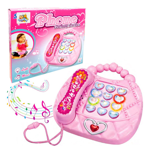 Telefone Musical Princesa Rosa Bebê Brinquedo Piano Infantil