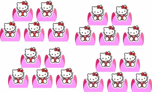 100 Forminhas Para Doces 4 Pétalas Hello Kitty