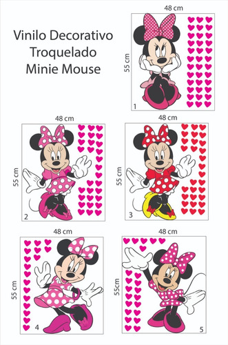 Vinilo Decorativo Minnie Corazones + Nombre