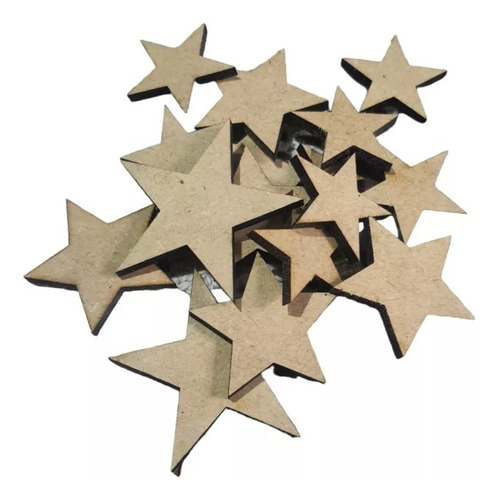 50pz Estrella Madera Decoración Adorno Boda,xv Años Mdf 15cm