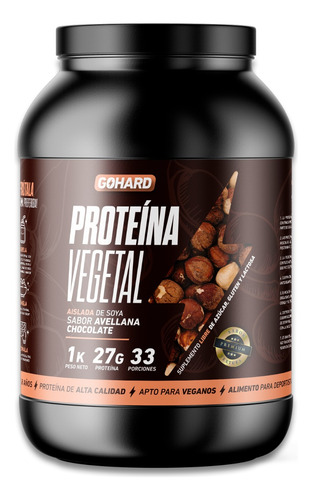 Proteína Vegetal Avellana Chocolate En Pote De 1kg Gohard 