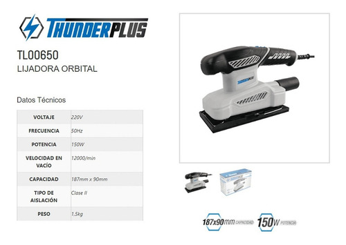 Imagen 2 de 4 de Lijadora orbital Thunderplus TL00650 50Hz 150W 220V