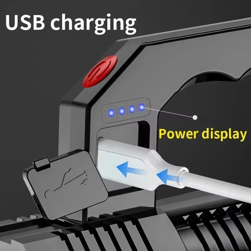 Linterna Cob De Carga Usb De 4 Led Con Pantalla De Alimentac