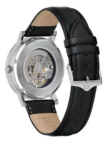 96a278 Reloj Bulova Sutton Automatic 43mm Negro/plateado Color de la correa Negro Color del bisel Plateado Color del fondo Plateado