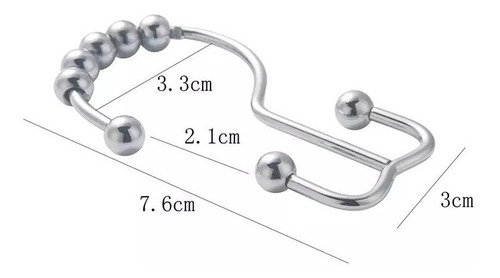 Imagen 2 de 4 de Ganchos Cortina De Baño Roller Doble