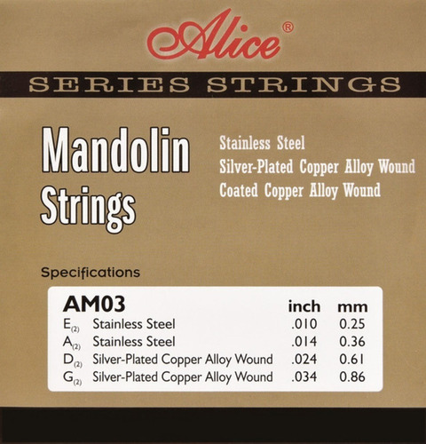 Set Encordado Completo De Mandolina 8 Cuerdas Alice Am03