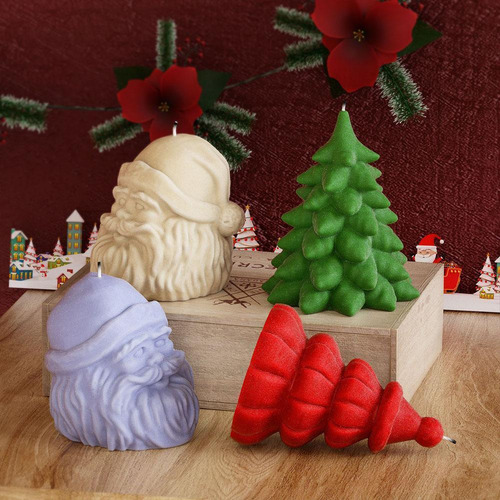 Vela 3d De Papá Noel Con Molde De Silicona Para Árbol De Nav