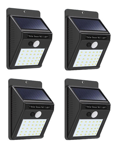 4 Lámparas Panel Solar Para Exteriores 30 Led Y Sensor